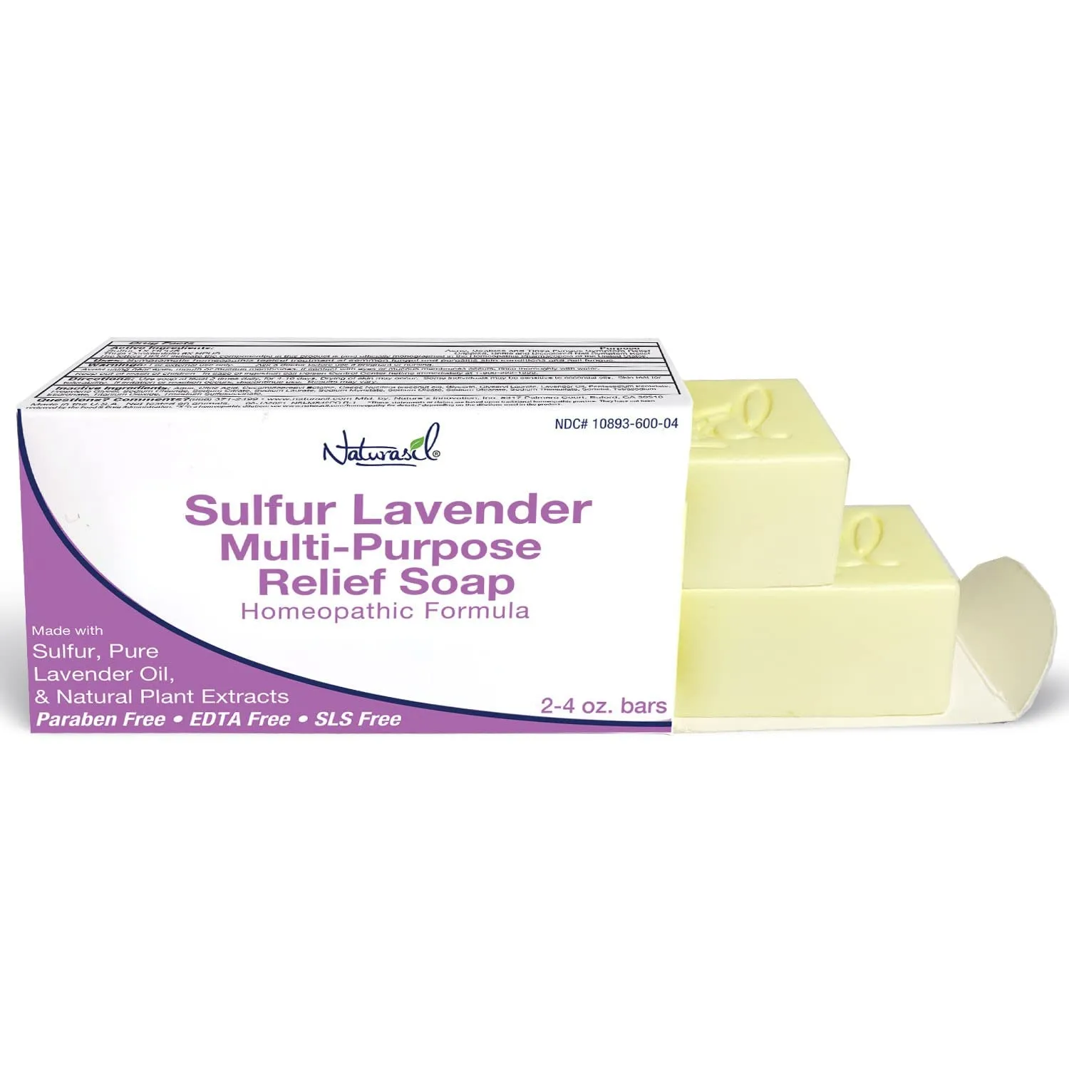 Naturasil 10% Sulfur Lavender Soap Treatment Natural Relief for Acne, Bug Bites, Warts, Mites, Eczema, Itching, Discomfort | for Kids & Adults: Face & Body Soap | 4oz Bars (2)