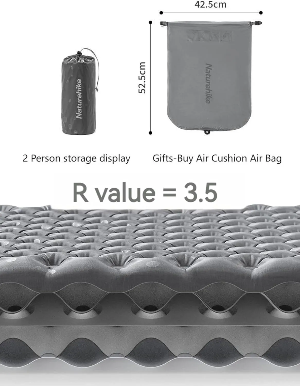 Naturehike Camping Mattress R-Value 5.8/3.5 Camp Bed Adults Camp Cot Folding Beds Sleeping Mat Pad Single Adults Foldable 0.88LB/500G Light Hiking[SGS Certified] (R3.5/Green/Mummy/183*58*7CM)
