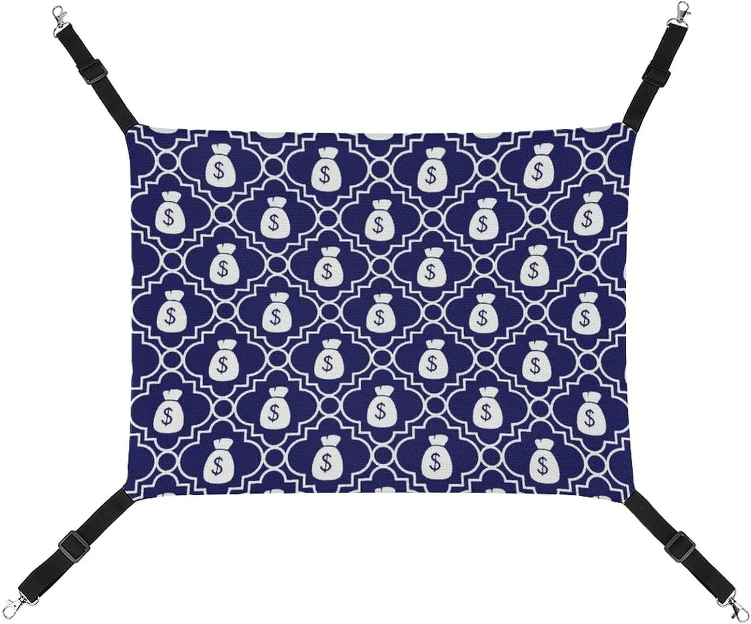 Navy Blue Money Bag Cat Hanging Hammock Soft Breathable Pet Cage Dog Hammock with Adjustable Straps and Metal Hooks