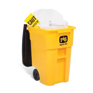 New Pig Corporation Oil-Only Spill Kit in High-Visibility Mobile Container, Absorbs Oil-Based Liquids, Repels Water, 40-Gal Absorbency, Hi-Viz Wheeled Mobile Spill Kit, KIT469