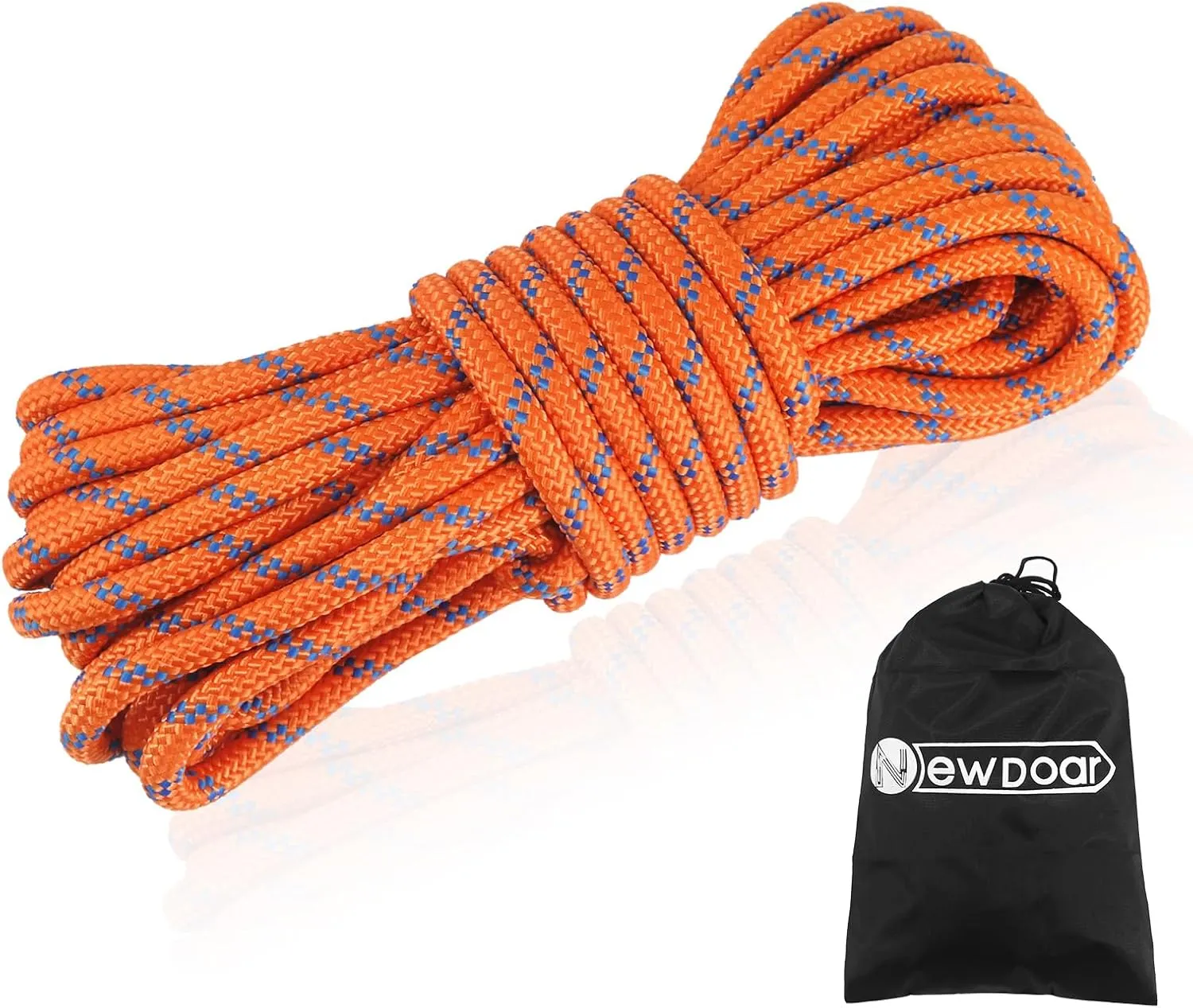 NewDoar Static Climbing Rope 10mm Accessory Cord Rope,for Arborist Tree, Mountaineering, Sailboat Rope,Dock Lines,Hauling Dragginge(Orange 10mm,50FT)