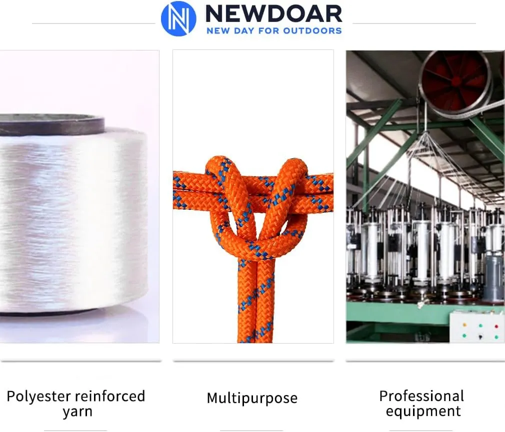 NewDoar Static Climbing Rope 10mm Accessory Cord Rope,for Arborist Tree, Mountaineering, Sailboat Rope,Dock Lines,Hauling Dragginge(Orange 10mm,50FT)