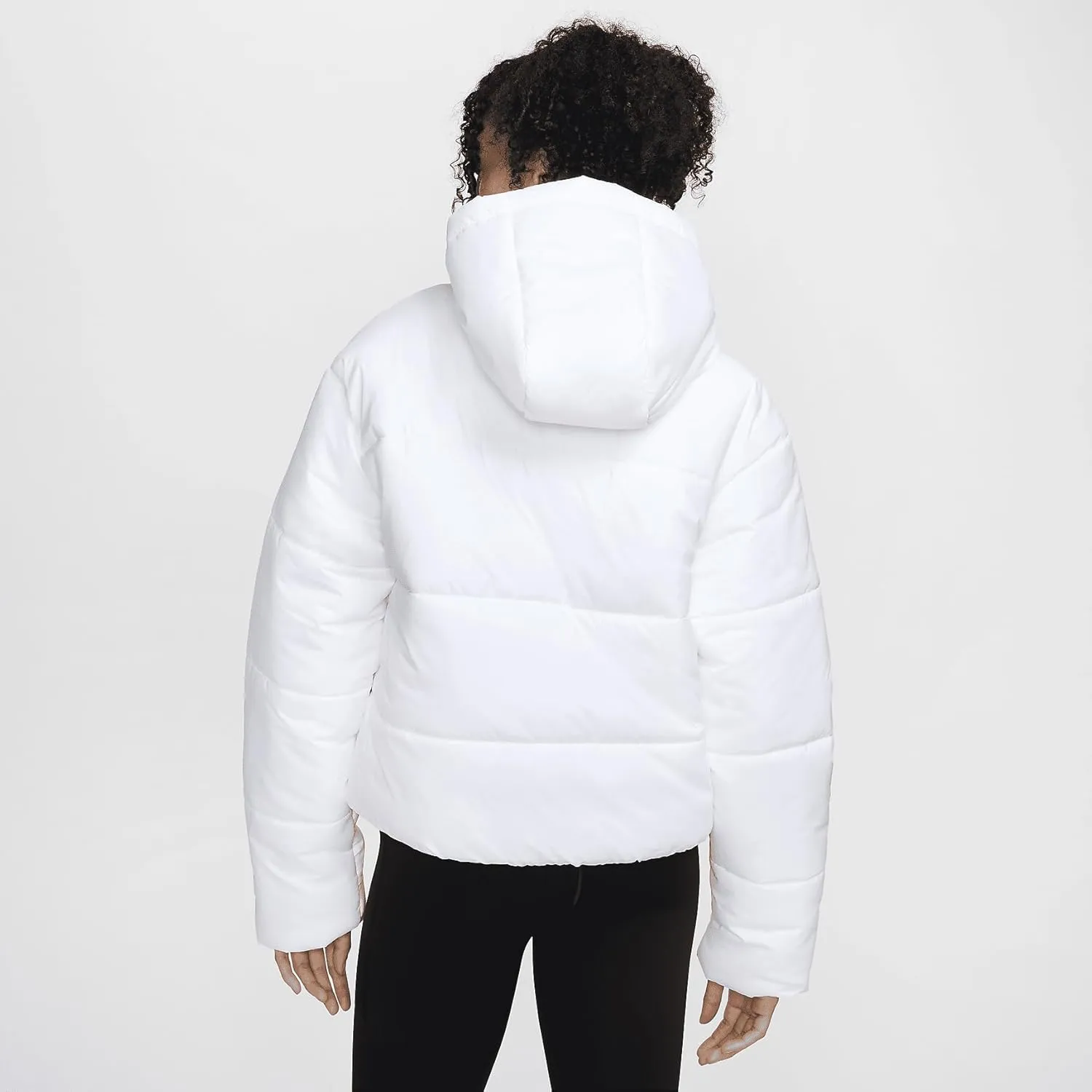 Nike Sportswear Classic Puffer Women's Therma-FIT Loose Hooded Jacket (White/Black, FZ5899-100)