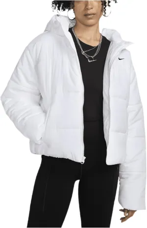 Nike Sportswear Classic Puffer Women's Therma-FIT Loose Hooded Jacket (White/Black, FZ5899-100)