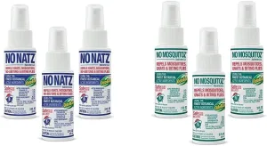 No Natz and No Mosquitoz Botanical Bug Repellents, Hand-Crafted and DEET-Free, Non-Greasy Formula, 2 Ounce Spray Bottles, 3-Pack