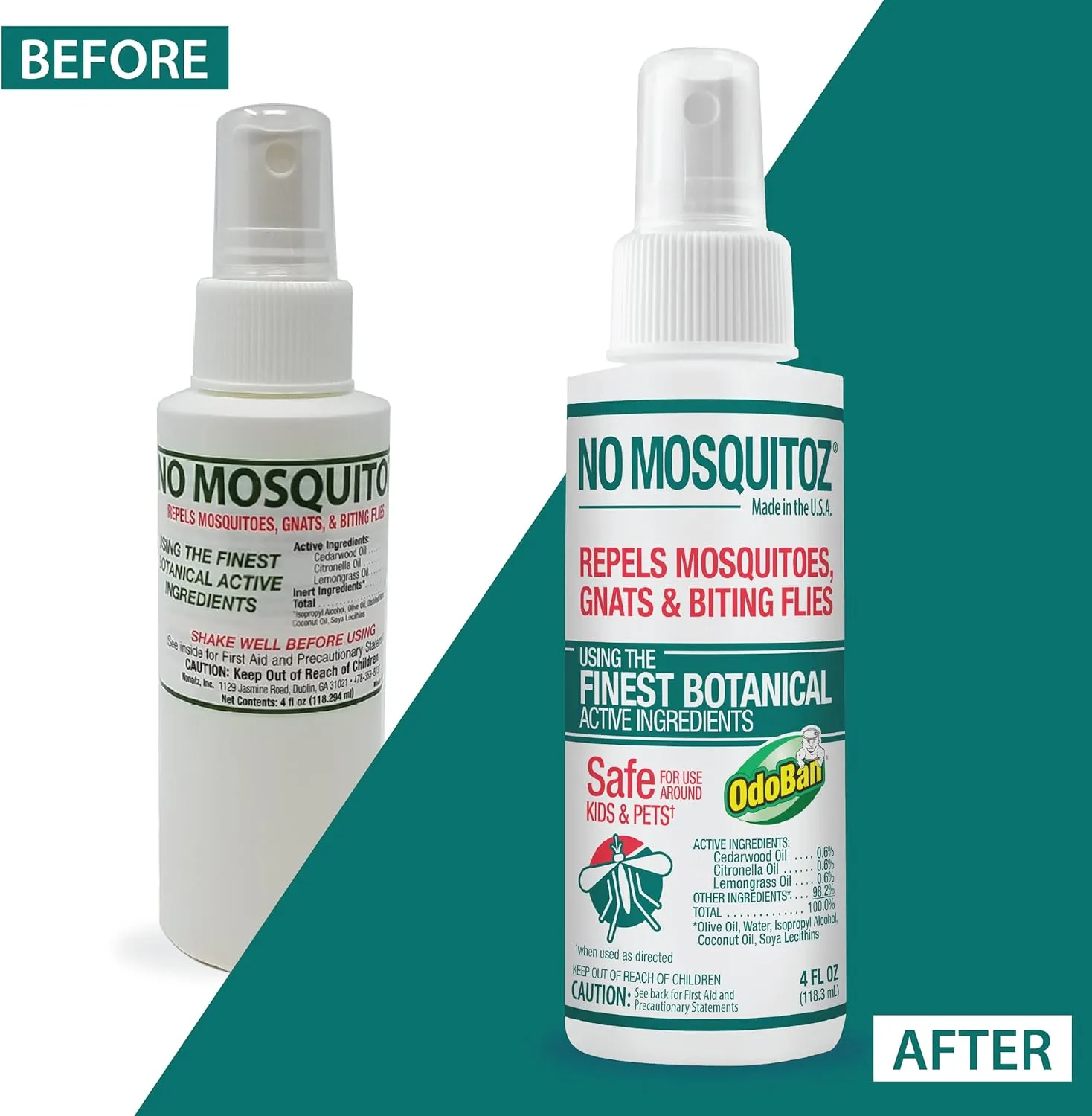 No Natz No Mosquitoz Botanical Bug Repellent, Effective for Gnat, Mosquito, and Biting Flies, Hand-Crafted and DEET-Free, Non-Greasy Formula, 4 Ounce Spray Bottle (Pack of 2)