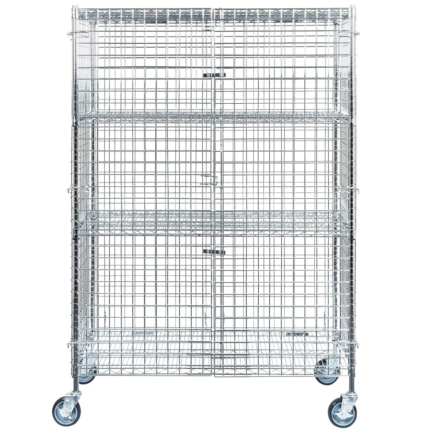 NSF Mobile Chrome Wire Security Cage Kit - 24" x 48" x 69"