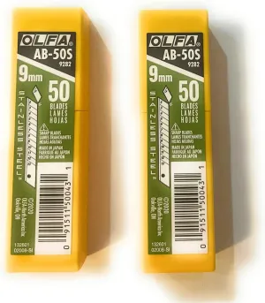 O L F A OLFA 9282 AB-50S 9mm Stainless Steel Snap-Off Blade, 50-Pack (2PACK), packaging may vary