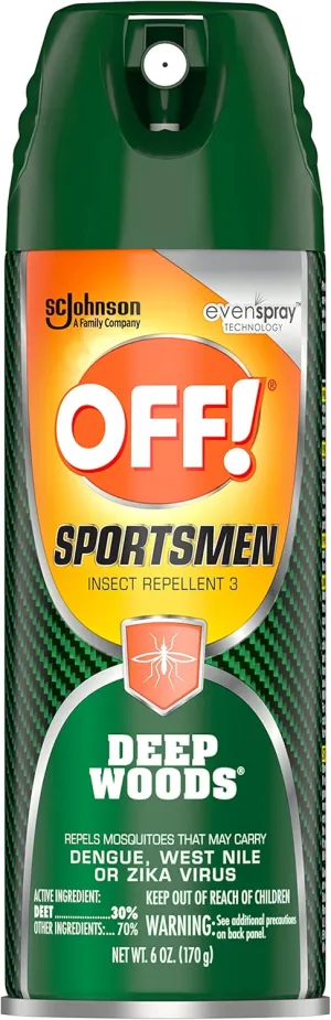OFF! Deep Woods Sportsmen Insect Repellent Aerosol, Bug Spray Containing 30% Deet, Protects Against Mosquitoes, 6 Oz, 4 Count (Pack of 2)