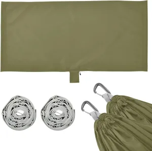 Olive Green Solid Color Camping Hammock, Single Portable Hammocks with Tree Straps & Attached Carry Bag, 330Lbs Capacity Perfect for Outside Indoor Hiking Beach Backpack Travel