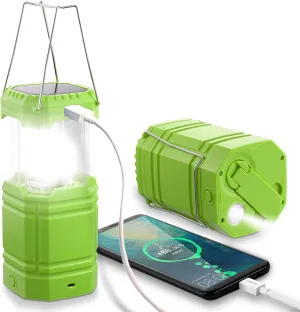 OnLyee LED Lanterns for Power Outages, Hand Crank & Solar Powered Camping Lantern Flashlight, Collapsible Lanterns with USB Input & Output Port,Waterproof