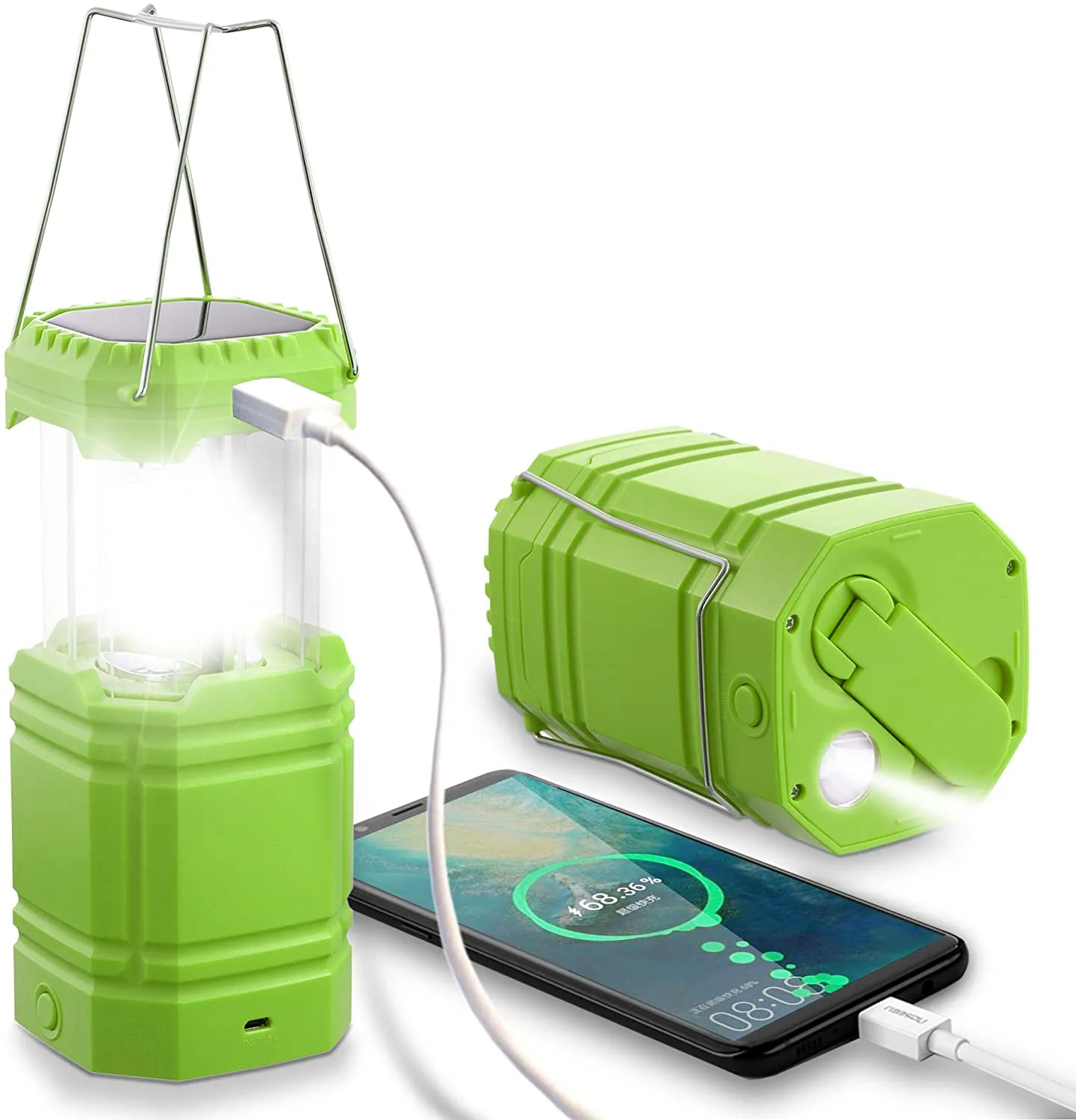 OnLyee LED Lanterns for Power Outages, Hand Crank & Solar Powered Camping Lantern Flashlight, Collapsible Lanterns with USB Input & Output Port,Waterproof