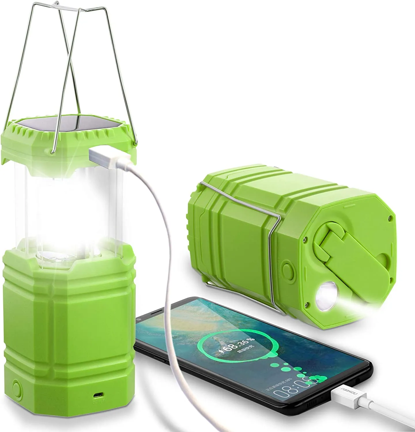OnLyee LED Lanterns for Power Outages, Hand Crank & Solar Powered Camping Lantern Flashlight, Collapsible Lanterns with USB Input & Output Port,Waterproof