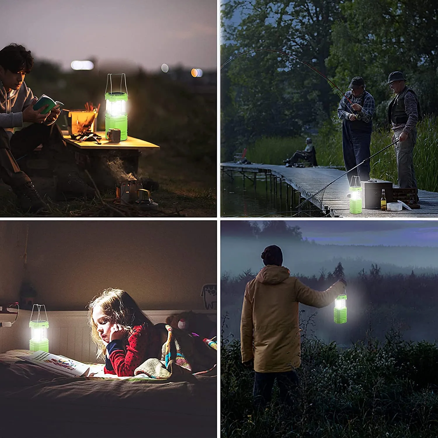 OnLyee LED Lanterns for Power Outages, Hand Crank & Solar Powered Camping Lantern Flashlight, Collapsible Lanterns with USB Input & Output Port,Waterproof