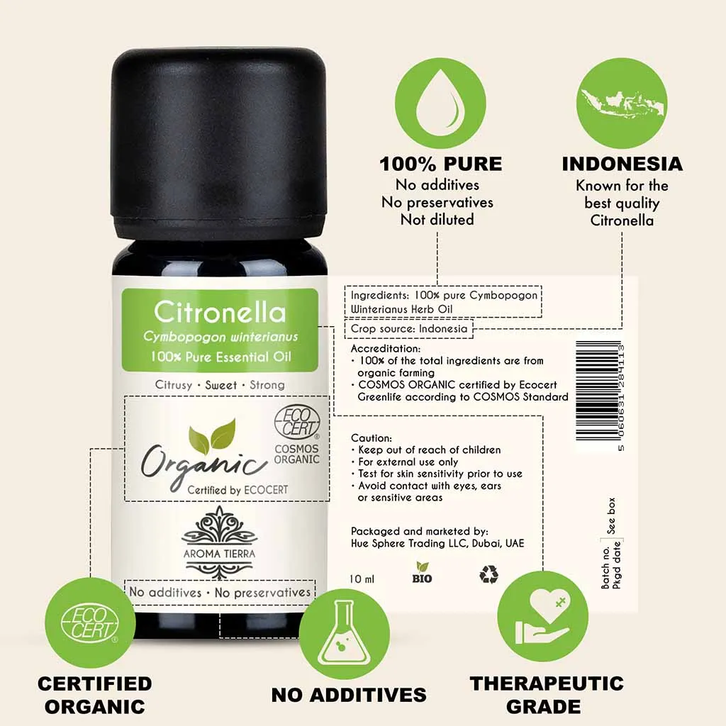 Organic Citronella Oil Essential Oil - 100% Pure Natural