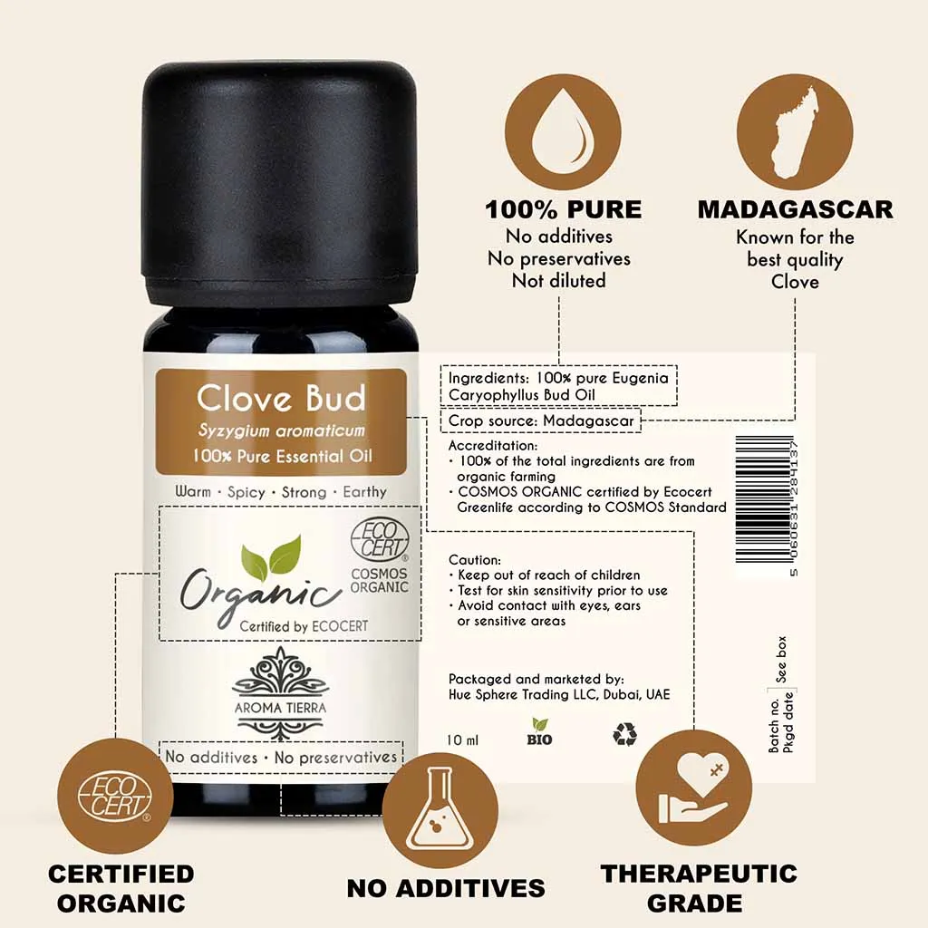 Organic Clove Oil Essential Oil (Bud) - 100% Pure Natural
