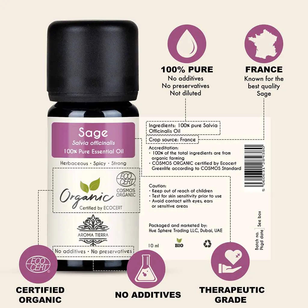 Organic Sage Essential Oil - 100% Pure Natural