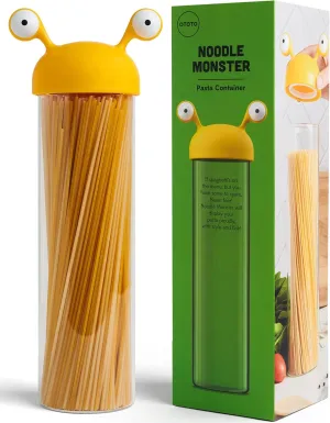 OTOTO Noodle Monster Spaghetti Container Storage for Pantry - BPA-free Glass, Airtight, Food Grade & Dishwasher Safe - Pasta Holder - 5x3.5x12.75 in