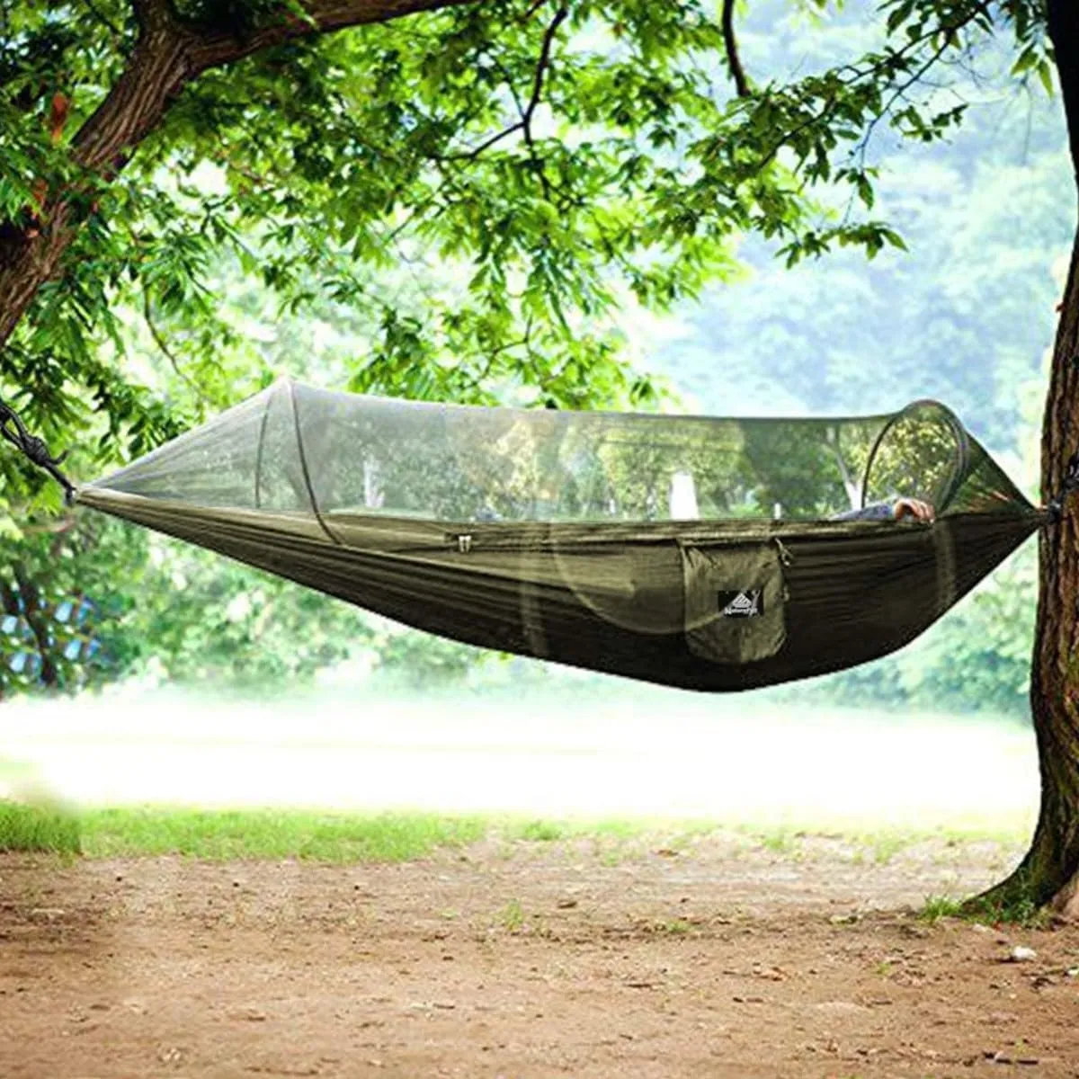 Outdoor Camping Anti-Rollover Hammock Mosquito net Lightweight Storage, Single/Double(Pink,260 * 140cm)