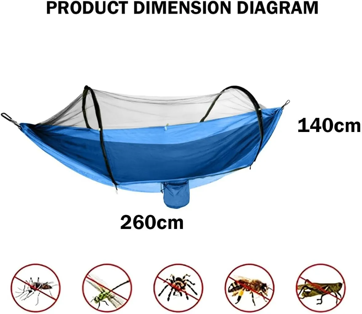 Outdoor Camping Anti-Rollover Hammock Mosquito net Lightweight Storage, Single/Double(Pink,260 * 140cm)