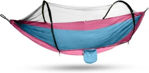Outdoor Camping Anti-Rollover Hammock Mosquito net Lightweight Storage, Single/Double(Pink,260 * 140cm)