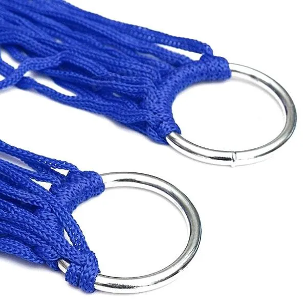 Outdoor Camping Nylon Hammock Hanging Mesh Net Sleeping Bed Blue