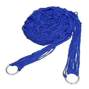 Outdoor Camping Nylon Hammock Hanging Mesh Net Sleeping Bed Blue