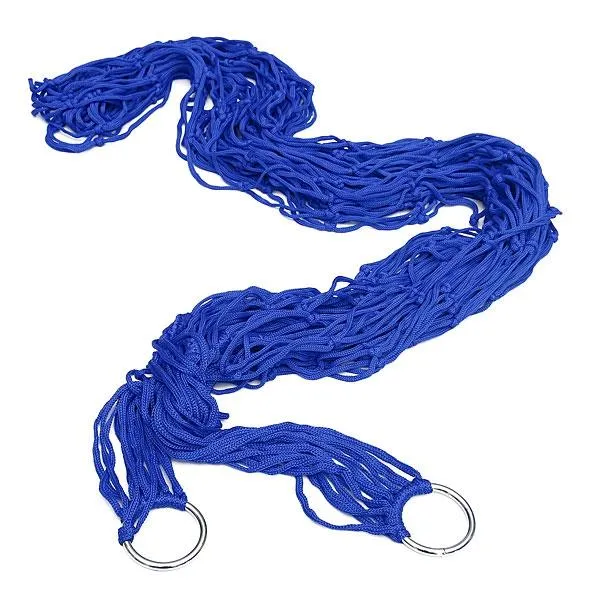 Outdoor Camping Nylon Hammock Hanging Mesh Net Sleeping Bed Blue