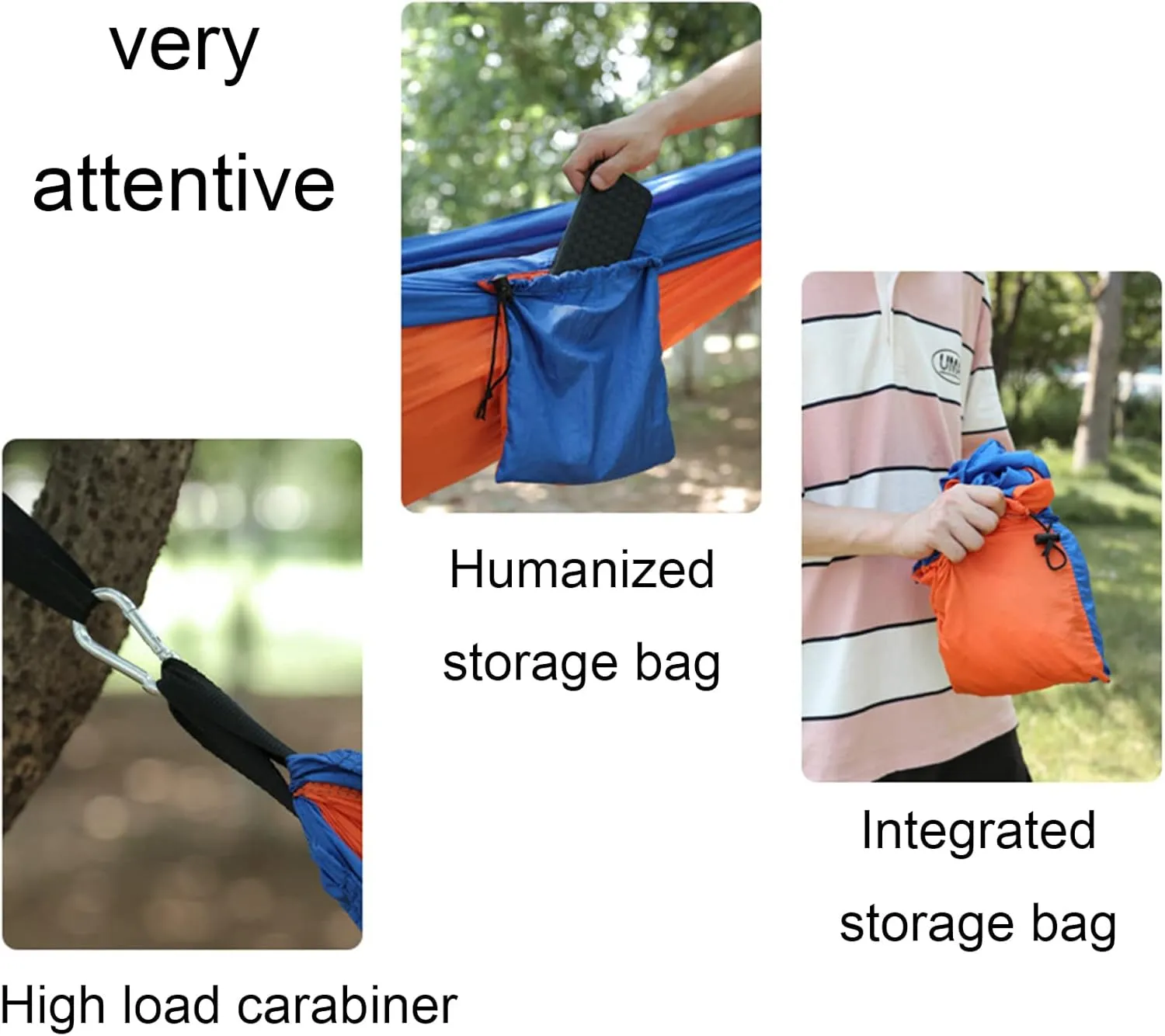 Outdoor Hammocks, Camping Hammock Double Portable Hammocks, Nylon Hammock with Tree Straps, for Outdoor Backpacking, Camping, Adventure (Blue)