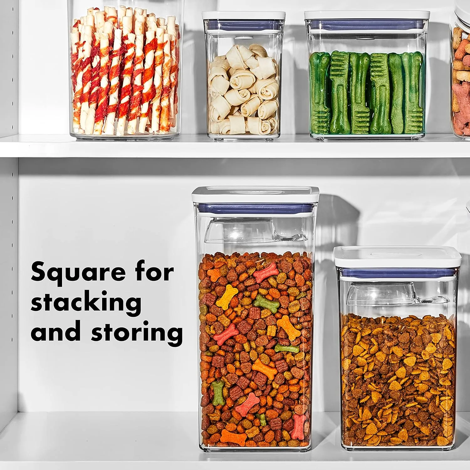 OXO Good Grips Pet POP Container – 4.4 Qt/4.2 L with Scoop |Ideal for up to 4lbs of Dog Food or 3.5lbs of Cat Food | Airtight Storage Container | BPA Free