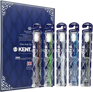 [Pack of 5] Kent 10,000 Micro Bristle Manual Toothbrush for Sensitive Gums and Teeth, Made in Korea (Sapphire)