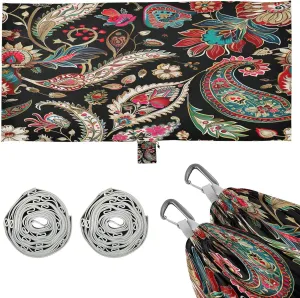 Paisley Style Retro Flowers Camping Hammock, 330 lbs with 2 Tree Straps, Carry Bag, Single Portable Hammock for Outdoor/Indoor, Hiking, Beach, Backpacking, Travel