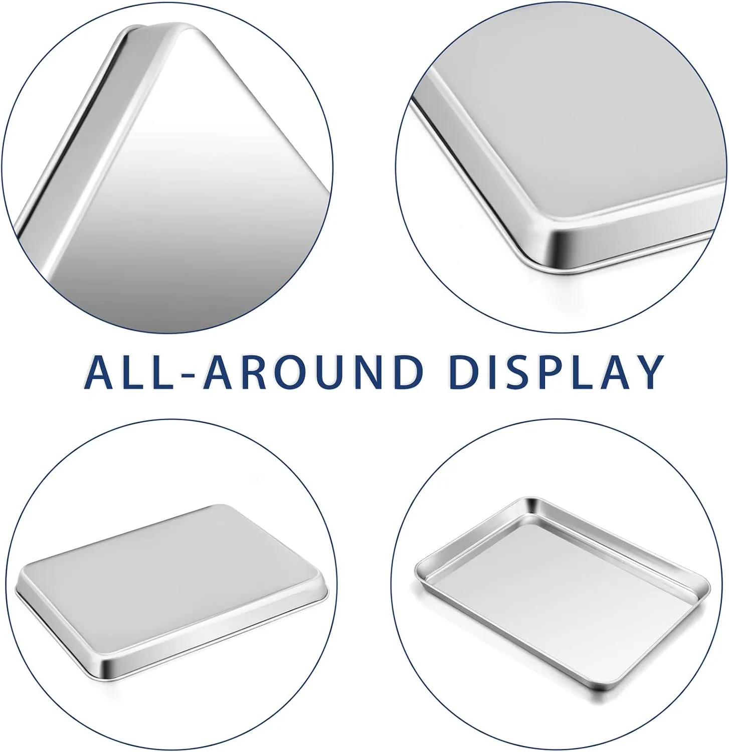 P&P CHEF 16 Inch Large Baking Sheet Set of 2, Stainless Steel Cookie Sheet, Baking Pan Bakeware Set, Heavy Duty & Healthy, Oven & Dishwasher Safe