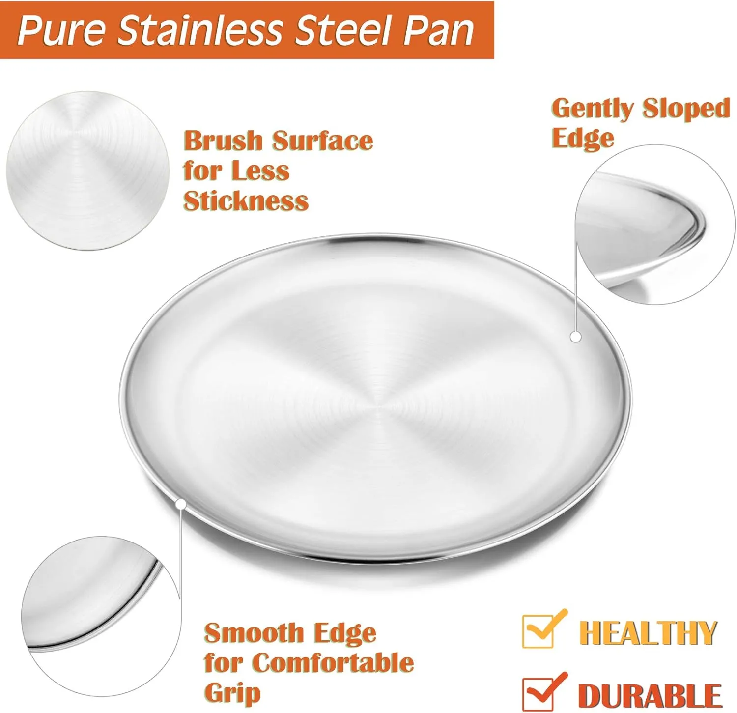P&P CHEF Pizza Pan Set of 2, Stainless Steel Pizza Tray, Round Pizza Plate For Pie Cookie Pizza Cake, Non Toxic & Heavy Duty, Dishwasher Safe & Easy Clean, 12 Inch & Silver