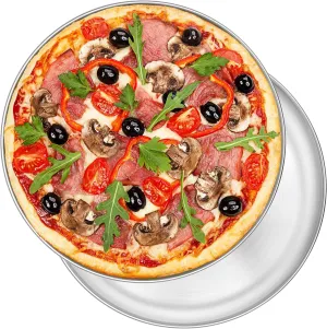 P&P CHEF Pizza Pan Set of 2, Stainless Steel Pizza Tray, Round Pizza Plate For Pie Cookie Pizza Cake, Non Toxic & Heavy Duty, Dishwasher Safe & Easy Clean, 12 Inch & Silver
