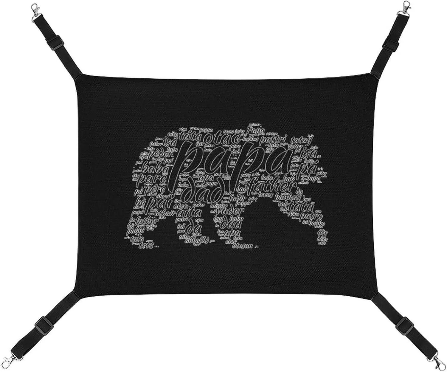 Papa Bear Cat Hanging Hammock Soft Breathable Pet Cage Dog Hammock with Adjustable Straps and Metal Hooks