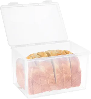 PARBEE Large Bread Container for Fridge Keeping Bread Fresh, Airtight Bread Box Loaf Keeper Plastic Storage Box for Slice Bread Crackers Snacks Bagels Dispenser Bin with Lid