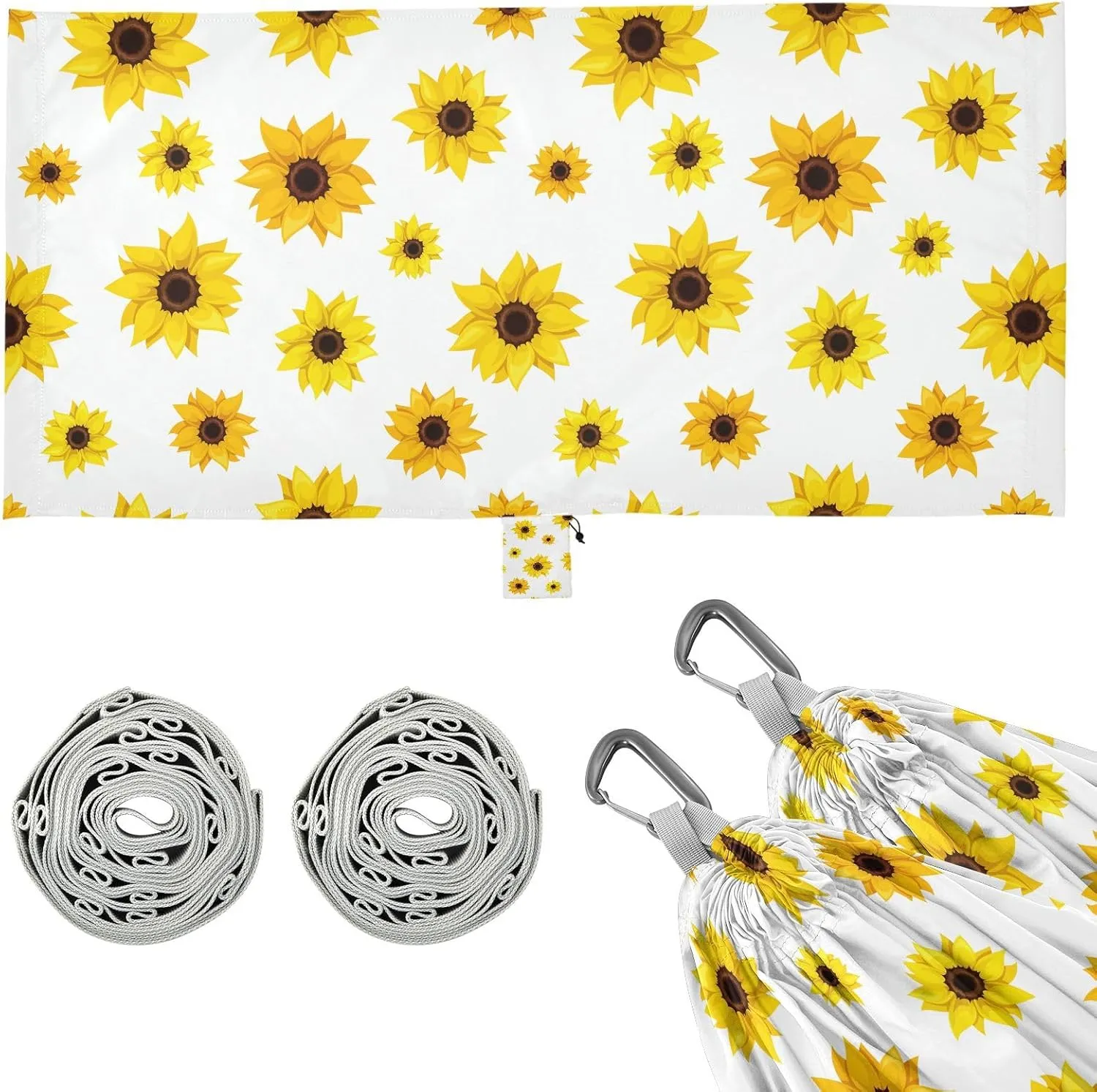 Pattern with Sunflowers Camping Hammock with Tree Straps, Portable Lightweight Parachute Hammocks Camping Accessories Gear for Indoor Outdoor Backpacking Travel Hiking Beach