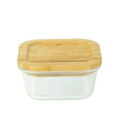 Pebbly Square Glass Food Container - 520ml