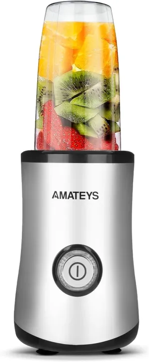 Personal Blender with Button, 350W Professional Kitchen Blender for Smoothies and Shakes, Portable, Easy Cleaning & Operation, Suitable for Carrying or Storage
