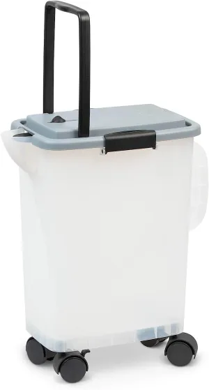PetFusion BetterBin Portable Litter Storage Container (16.5 x 11.7 x 19) | Holds up to 25 lbs/10 Gallons, Great for Dry Dog and Cat Food | Adjustable Spout, Back & Top Handles, Heavy Duty Wheels
