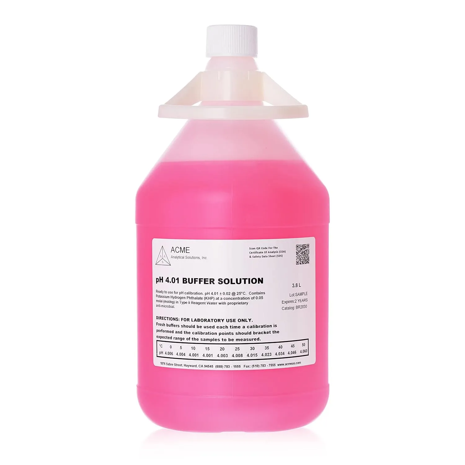 pH 4 Buffer Solution, Color Coded Red, pH Calibration Solution, 3.8 liters, 1 Gallon, NIST Traceable Reference Standard, Work with All pH Mater, Made in The USA