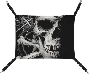 Pirate and Skull Compass Hanging Cat Bed Soft Breathable Pet Hammock for Cage Pet Sleeper for Kitten Ferret Puppy Rabbit