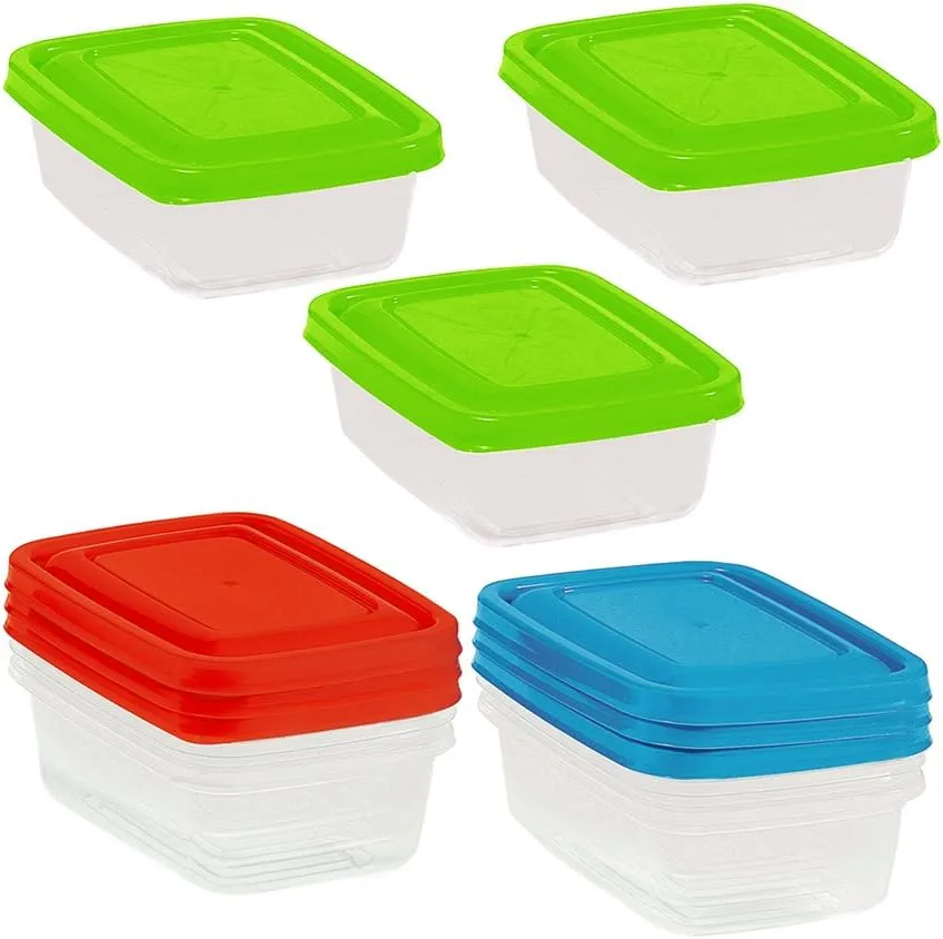 Plastic Set 3 Rectangular Food Container Aral Micro 0.35 Litre, Multi-Color, One Size