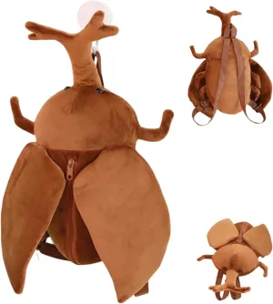 Plush Beetle Backpack Brown Insect Design Soft Lifelike Beetle Stag Bag for Women (Brown)