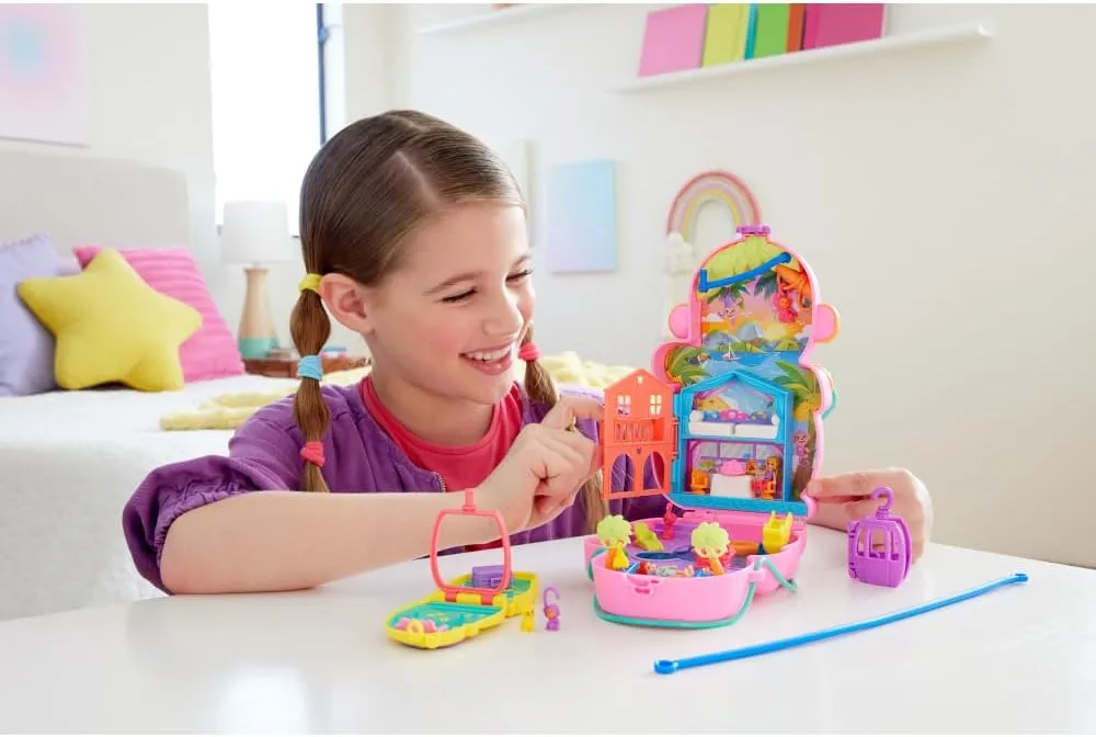 Polly Pocket Dolls & Playset with Pets & 13 Accessories, 2-in-1 Momma Monkey & Baby Wearable Purse & Animal Toy