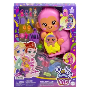 Polly Pocket Large Wearable Compact Momma Monkey & Baby