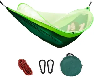 Pop-Up Hammock 1-2 Person Portable Outdoor Camping Hammock with Mosquito Net High Strength Parachute Fabric Hanging Bed Hunting Sleeping Swing