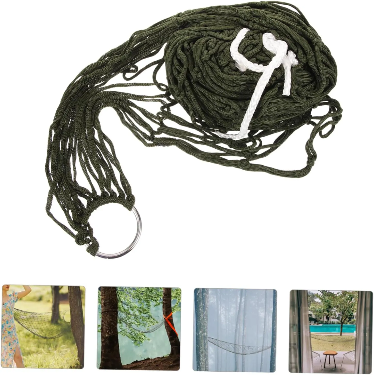 POPETPOP 4 Sets Compact Camping Hammock Robust Cords Mesh Ventilation for Adults Outdoor Activities