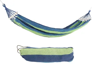 Portable Camping Hammock Lightweight Outdoor Travel Hammock with Hardwood Spreader Bar Red with Color Stripe (Blue)